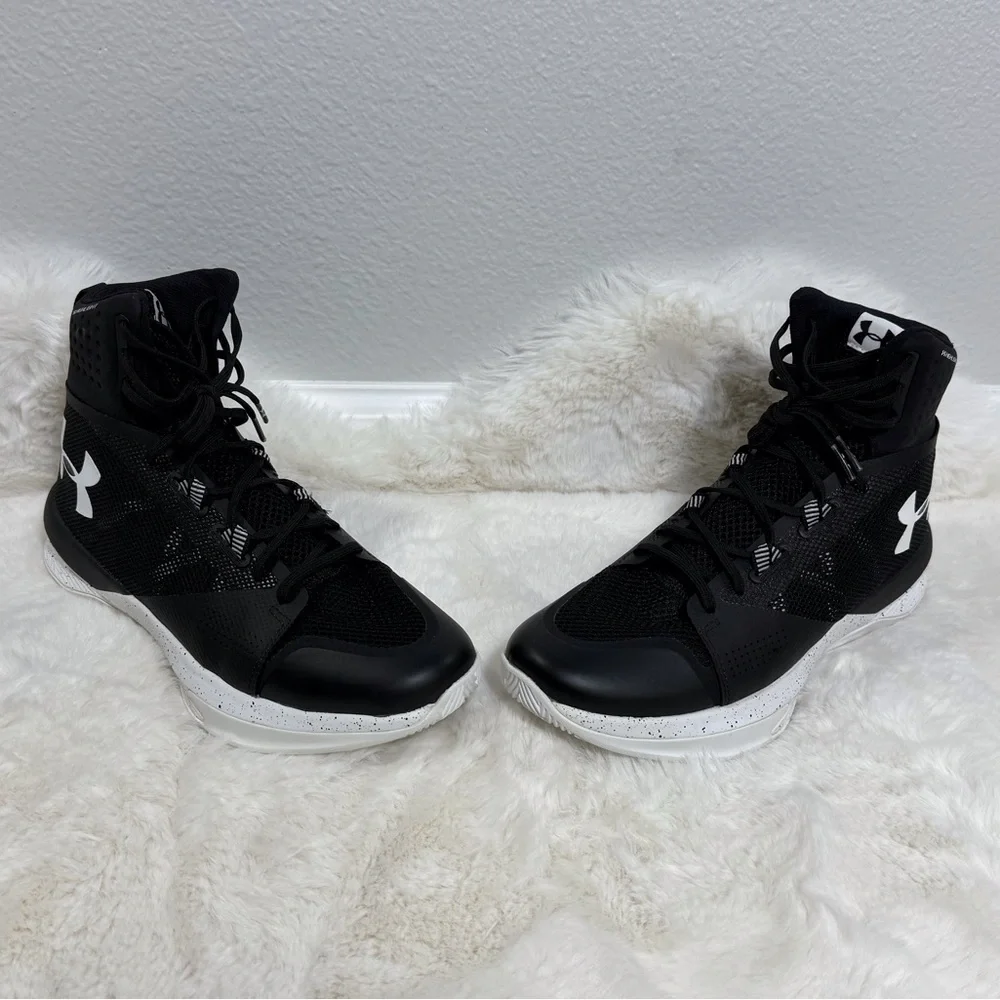 Under Armour Highlight Ace Sneakers Black White Mid-Top Volleyball Shoes - Picture 5 of 8